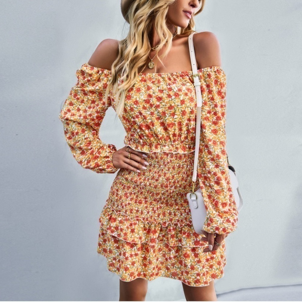 NEW Floral Off the Shoulder Smocked Dress